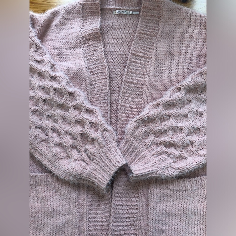 Esqualo dusty rose long open cardigan - Picture 7 of 13
